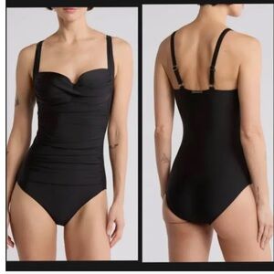 New Betsey Johnson one piece bathing suit with ruching detail. Vacation. Photos